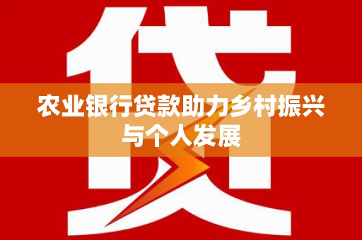 阜阳农业银行贷款助力乡村振兴与个人发展