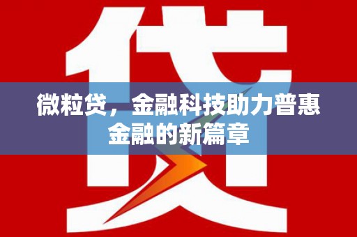 阜阳微粒贷，金融科技助力普惠金融的新篇章